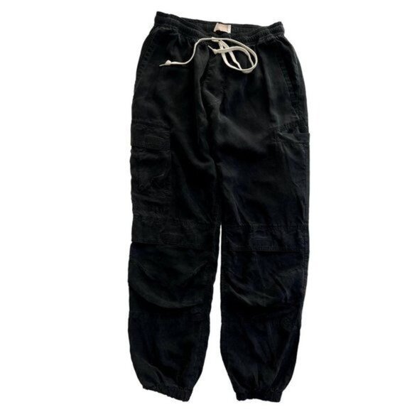 John Elliott 100% Silk Himalayan Cargo Pants in Black